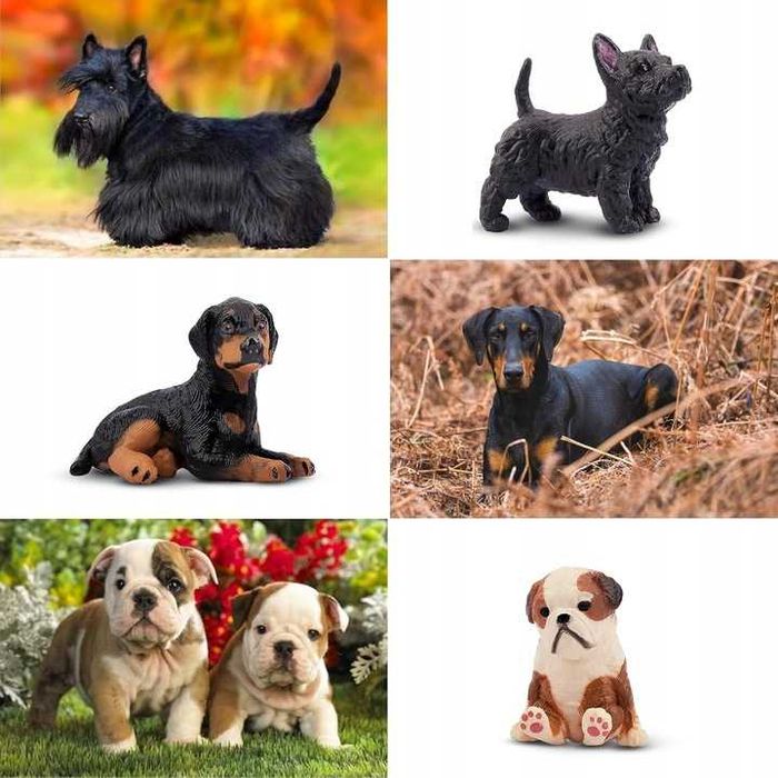 EYSCOTA Zestaw 12 Mini Figurek Psów Realistyczne Szczeniaki