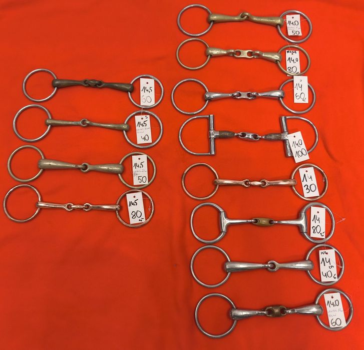 14 cm, 14,5 cm  wedzidło oliwkowe podwójne łamane, zwykłe,