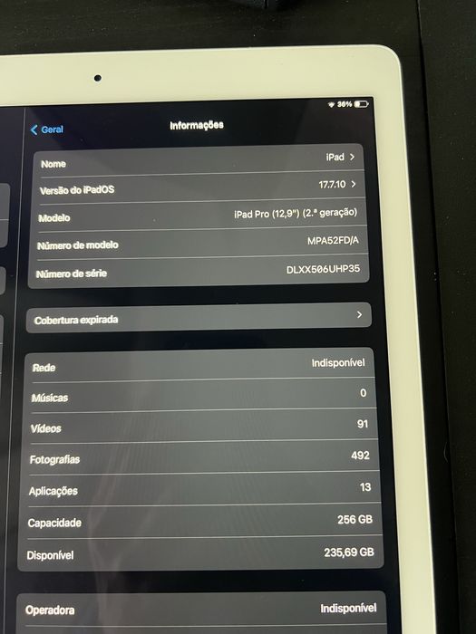 iPad Pro 12,9” 2.ª Geração 256GB + Cellular (4G)
