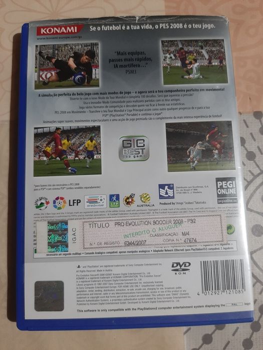 Jogo PES 2008 para PS2