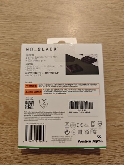 WD_BLACK C50 2TB  karta rozszerzenia pamięci do Xbox Series X|S – NOWA