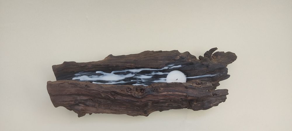 Vela decorativa de madeira driftwood