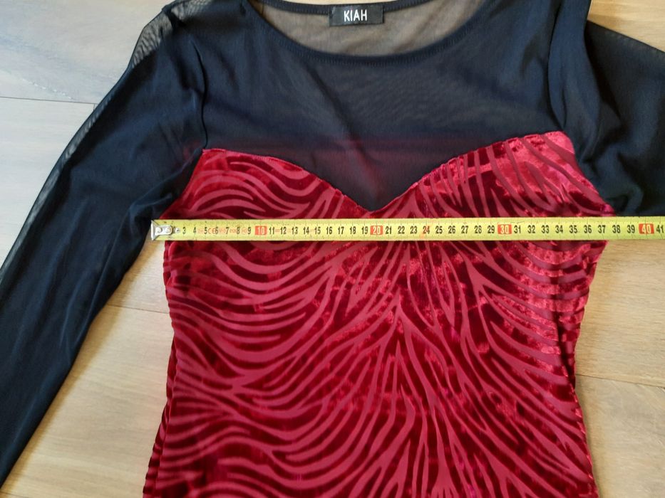 Sukienka mini sexy burdundowa z czarną siateczką XS/S
