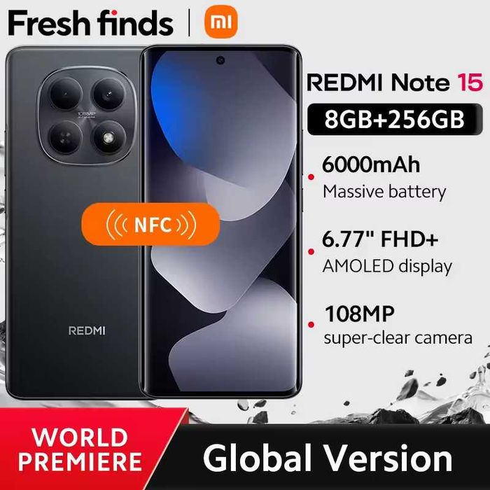 ••• Xiaomi Redmi Note 15 • 6/128 GB • NFC • Global • Black
