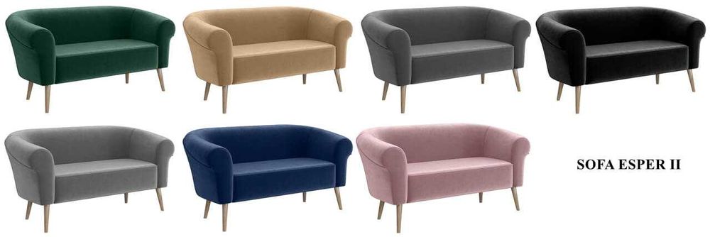 Sofa tapicerowana dwuosobowa do salonu na nóżkach skandynawska ESPER