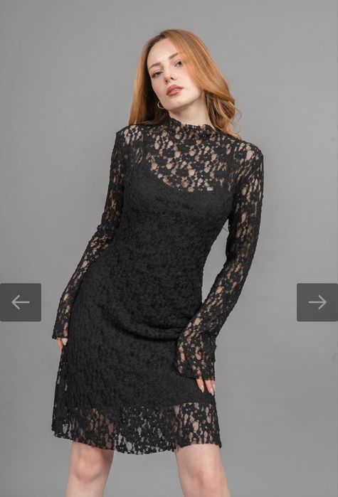 Vestido de renda floral - Preto absoluto