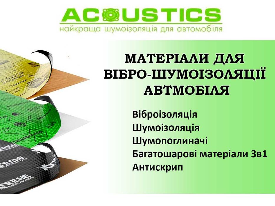 Шумоізоляція для авто Львів. Матеріали для вібро-шумоізоляції Акустікс