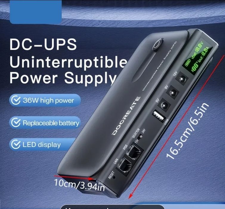 Безперебійник Цифровий дісплей ДБЖ UPS 36W DC1036L для WI-Fi роутера