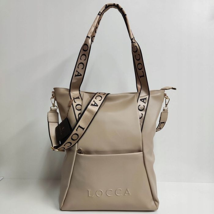 Beżowa torebka Locca - duża, mieszcząca A4