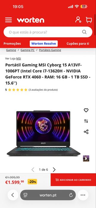 Computador msi cyborg 15 a13v