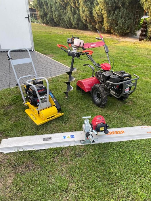 Wypożyczalnia sprzętu budowlanego i ogrodniczego 

Glebogryzarka hortmasz hgs 620 150zł 
Glebogryzarka Barreto 180zł 
Zagęszczarka 90kg 90zł
Listwa wi