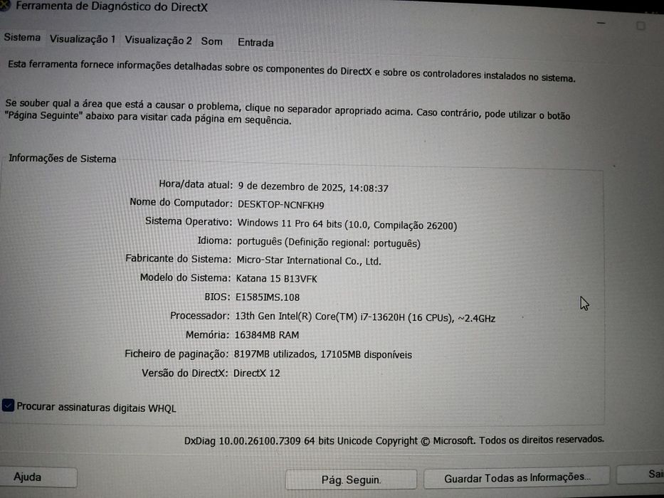 Portátil MSI KATANA 15 B13V - Garantia -