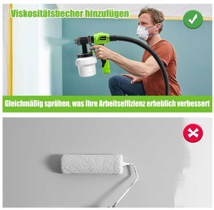 MaxAwe Elektryczny rozpylacz do farby, 800 W, 1100 ml/min, 4 dysze