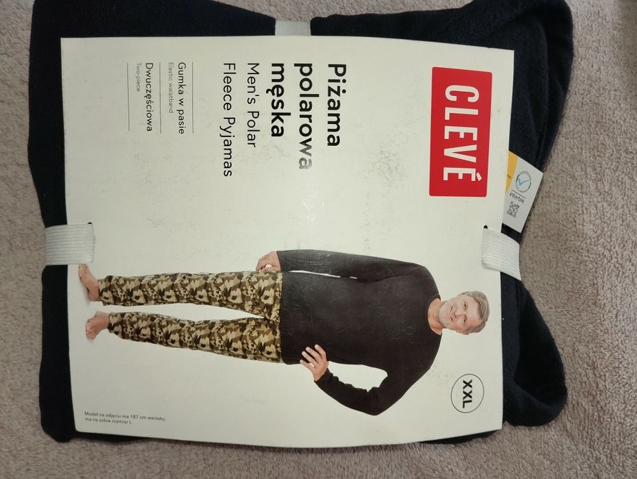 Nowa ciepła zimowa piżama z polaru męska XXL moro