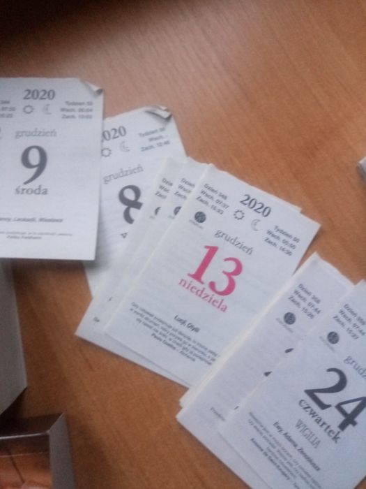 Kartki z kalendarza 2019 - 2026 cena za 1 szt