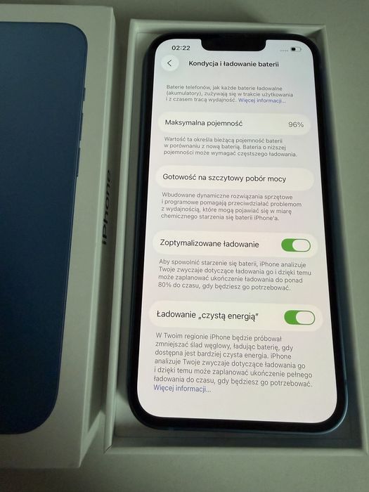iPhone 13 256gb Blue Jak Nowy Bateria 96% od nowości