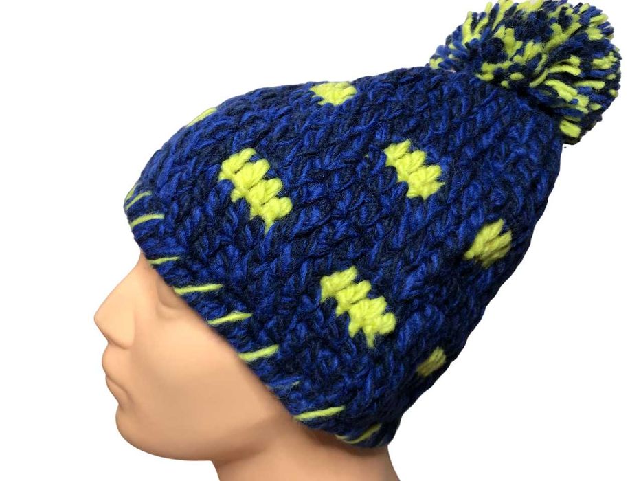 CG32 Mega Ciepła Dziecięca Czapka Brekka Wełna ZIMA Pompon HANDMADE