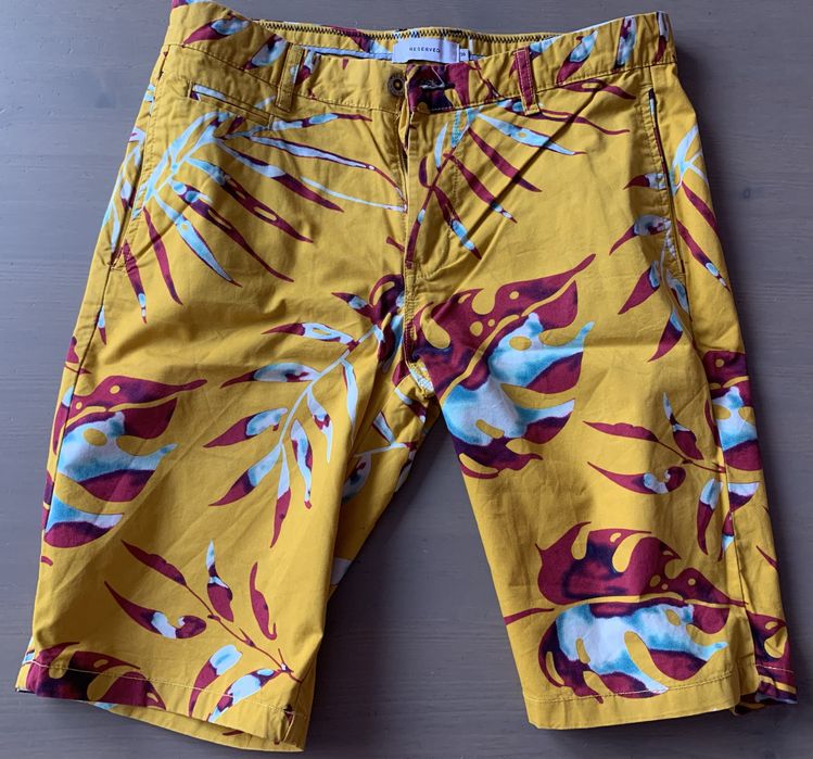 Spodenki/shorty męskie Reserved r30 żółte w liście
