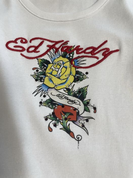 Біла майка Ed Hardy x Bershka M розмір