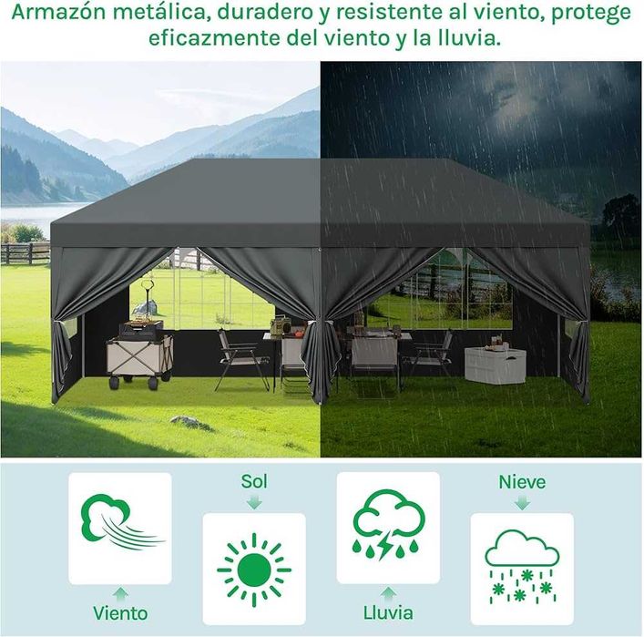 Tendas 6x3 dobráveis +6 laterais e pesos. Feiras, campismo, garagem.