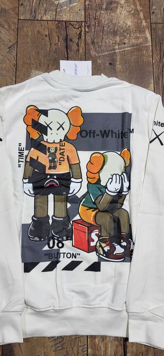 Off white biała bluza męska młodzieżowa bawełna premium porządna S