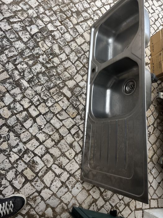 Bacia de cozinha inox 2 bacias como novo + torneira