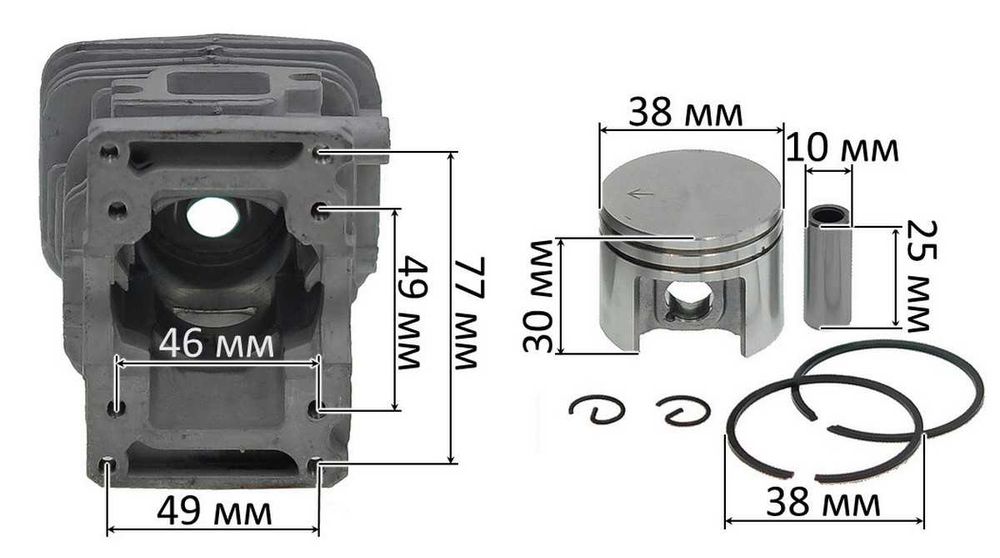 Поршневая VJ Parts для бензопилы ST MS-180 d38 мм аналог, por030