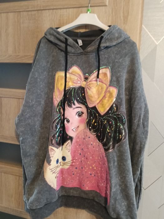 Piękna włoska bluza cekiny dekatyzowana uni oversize sml nowa