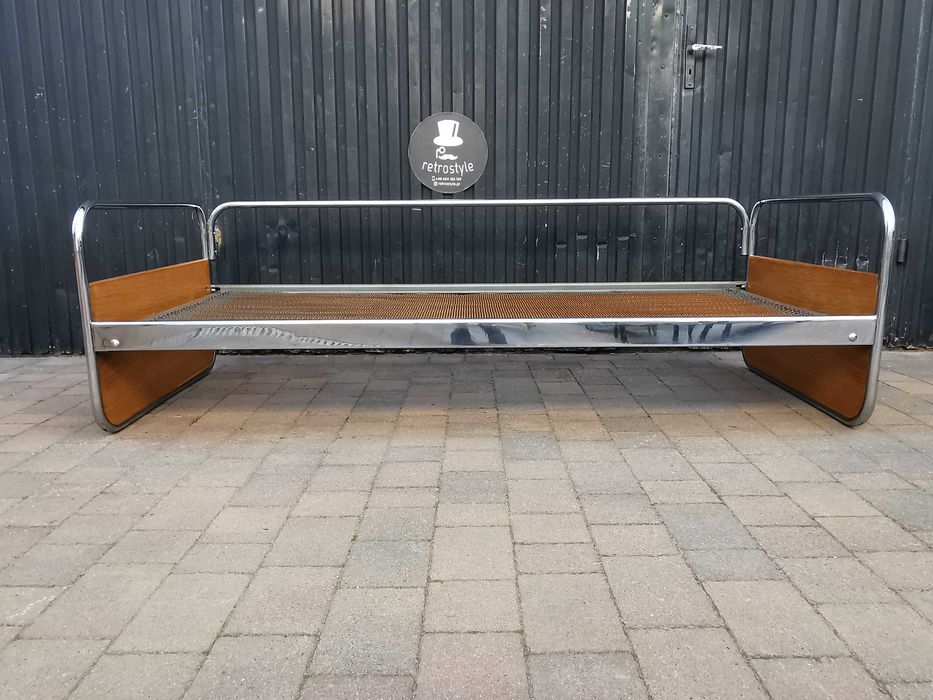 Sofa chrom proj. Hynek Gottwald/ KOVONA Czechosłowacja '40-60, Bauhaus
