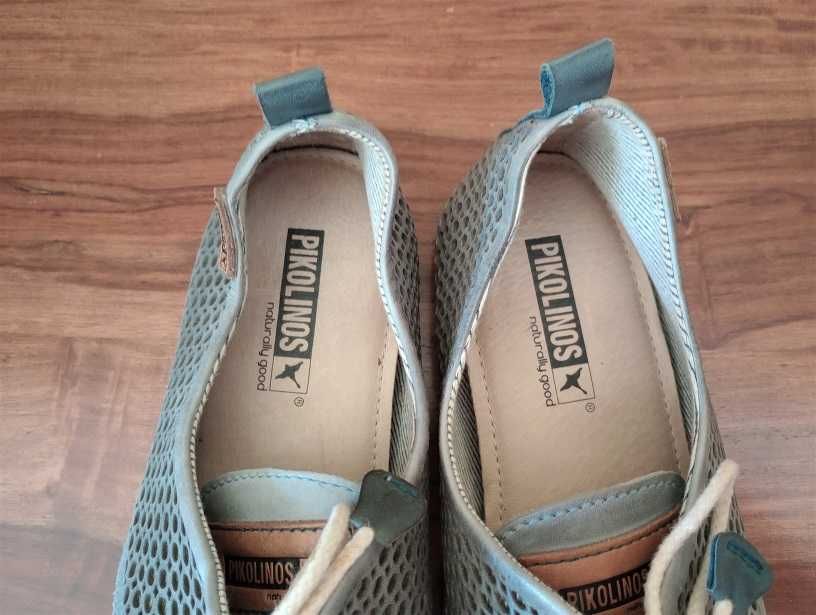 PIKOLINOS - szare ażurowe buty skórzane - rozm. 39