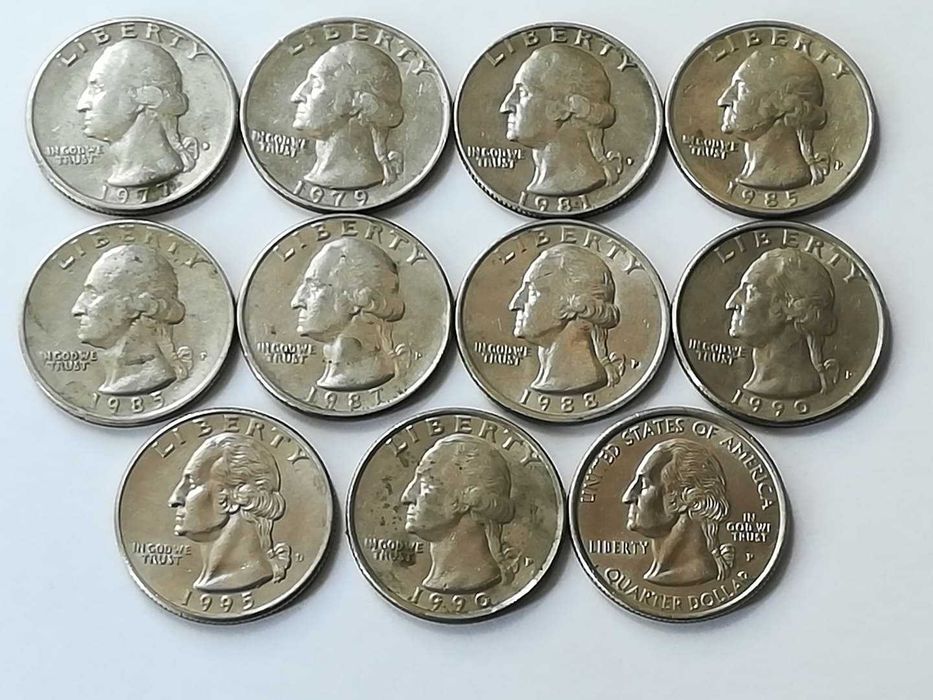 Kolekcjonerski kpl. Quarter dollar-77,79,81,2x85,87,88,2x90,95,99r.