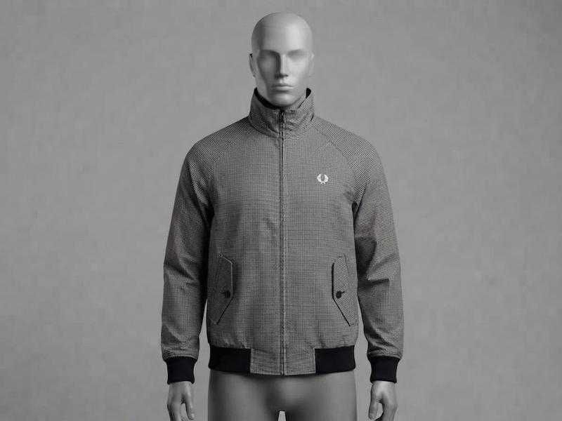Вінтажна куртка Fred Perry харік темно сіра в клітинку з кишенями оригінал вітровка бомбер тактична мілітарі