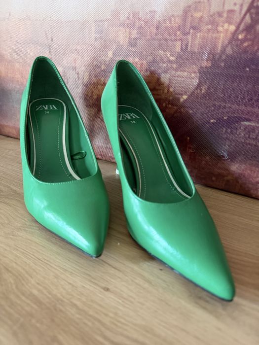 Szpilki Zara zielone eleganckie | nowe | efektowne