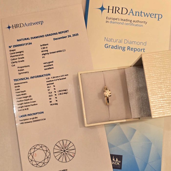 Pierścionek Diament Naturalny 1,5 CT HRD