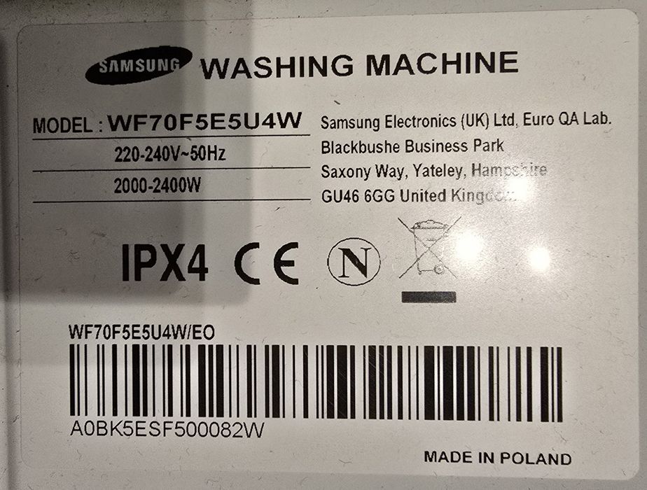 Silnik bezszczotkowy do pralki samsung ecobubble WF70F5E5U4W