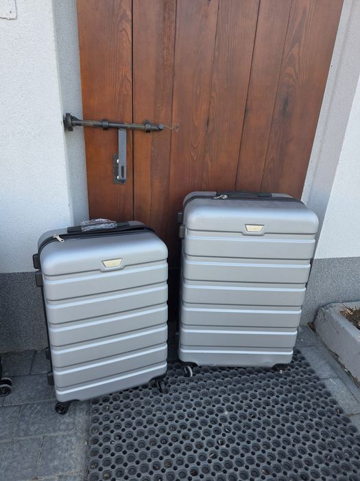 Walizka duża i średnia coolife abs plastik srebrna szara SREDNIA NOWA