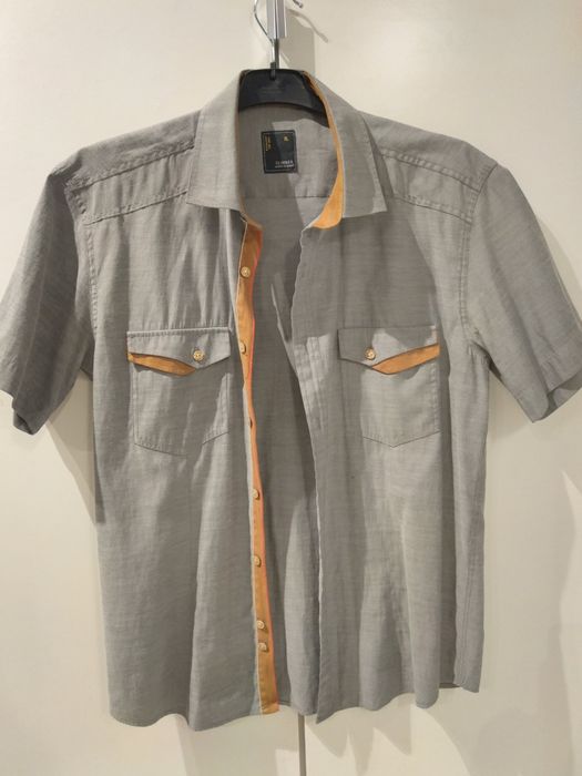 Koszula z krótkim rękawem z zamszowymi wstawkami