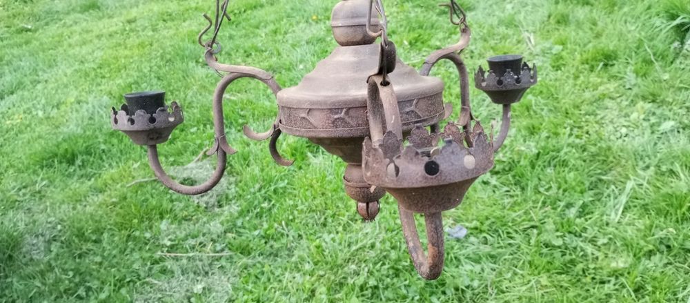 Stary żyrandol lampa wisząca na łańcuchu vintage loft rare unikat org