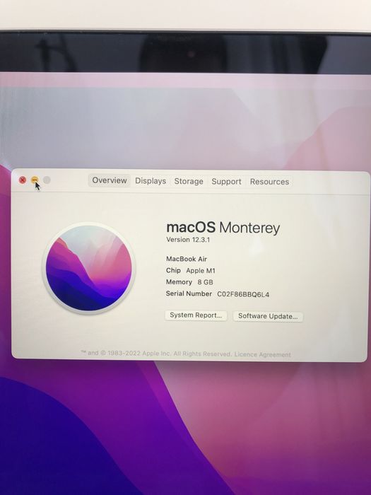 490$ MacBook Air 13" 2020 MGN63 M1 / 8 GB / 256gb SSD