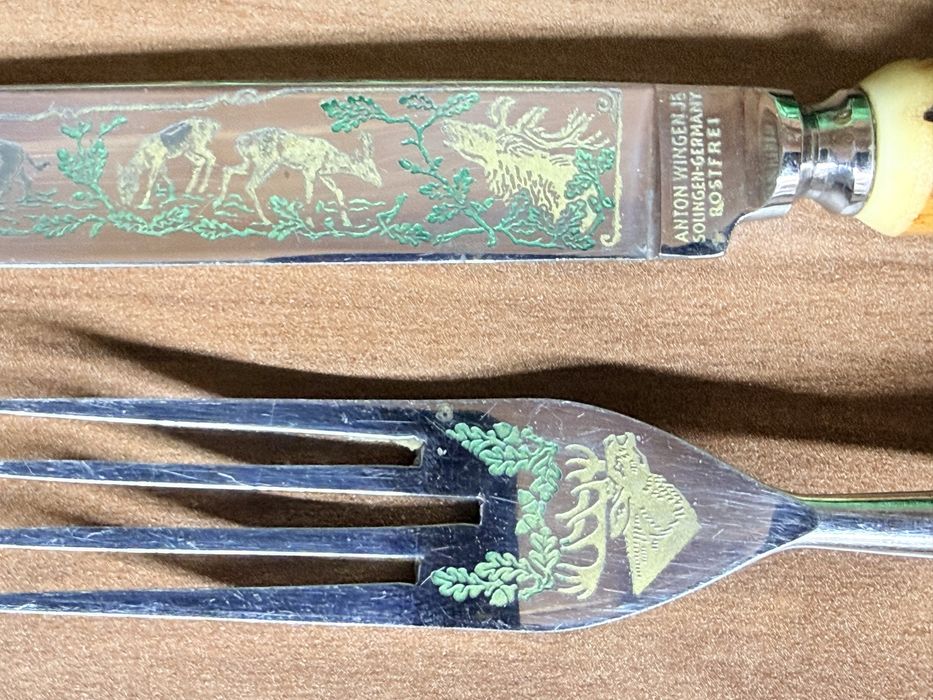 Винтажный набор столовых приборов Anton Wingen Solingen олений рог