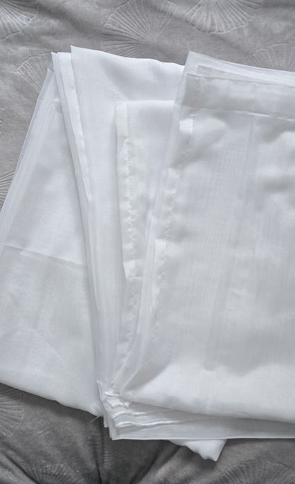 NOWE Firanki Szyte na Miarę - Białe Gładkie Woal / Markizeta (2 sztuki