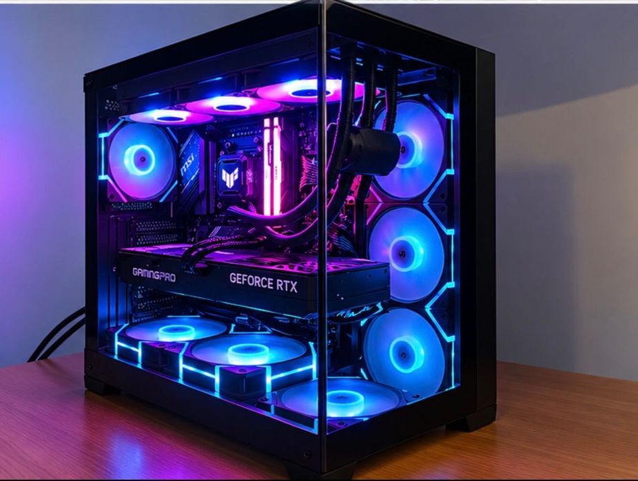 Komputer gamingowy i monitor Ryzen 9800X3D RTX 5070 Ti 16GB