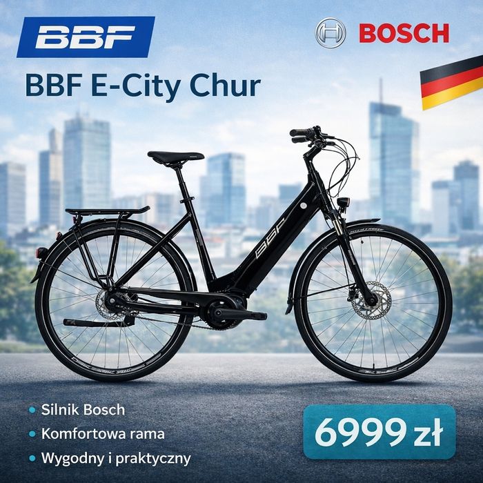 Niemiecki rower elektryczny BBF E-City Chur Bosch 630Wh