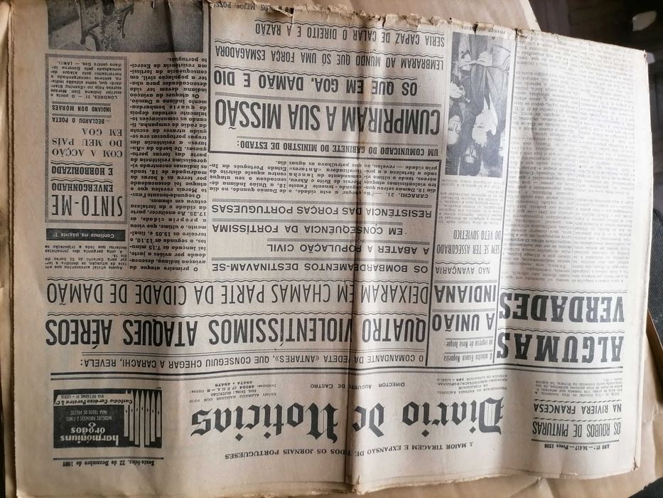 Jornal Histórico Invasão de GOA 1961 Anexada/Índia Diário Notícias