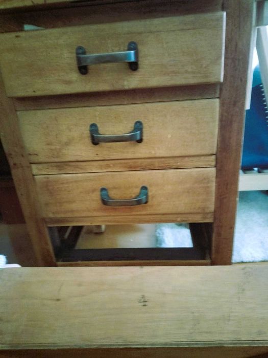 Escrivaninha artesanal antiga madeira – peça numerada com história