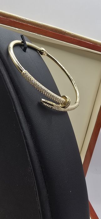 Bransoletka złota gwoźdz z cyrkoniami próba 585