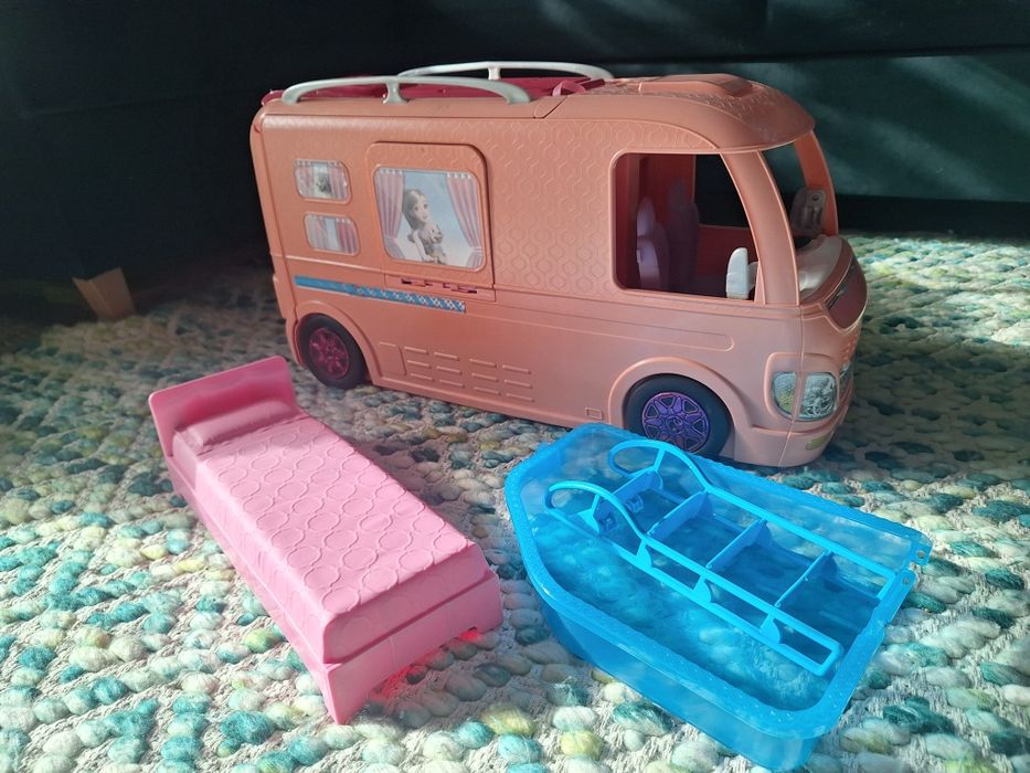 Kamper dla lalek Barbie duży rozkładany uszkodzony