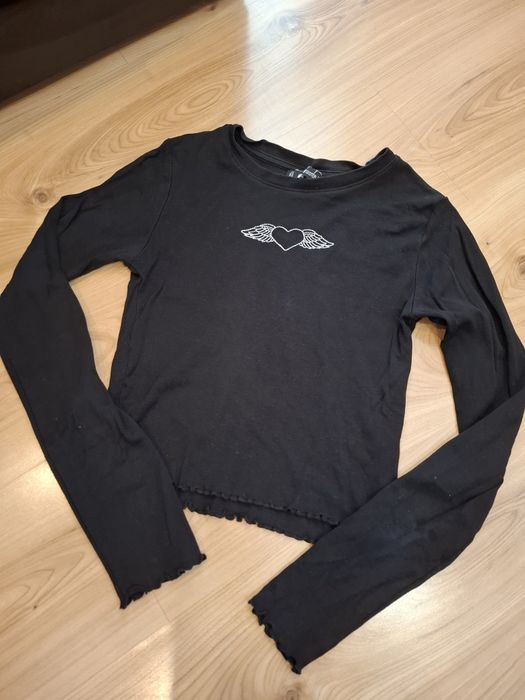 Czarny crop top długi rękaw