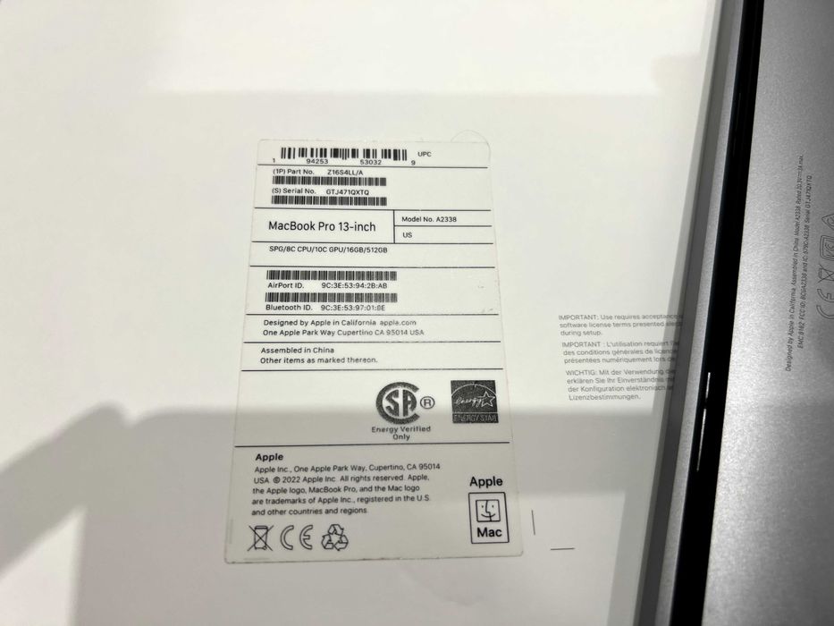 MacBook Pro M2 13" 16gb 512gb 8CPU 10GPU