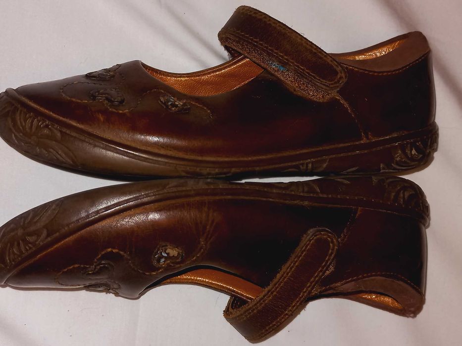 Clarks brązowe balerinki ze skóry naturalnej rozm 28,5
